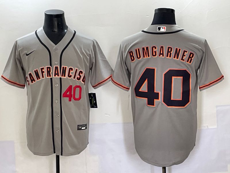 Men 2025 San Francisco Giants #40 Bumgarner Grey Game Nike MLB Jersey style 6